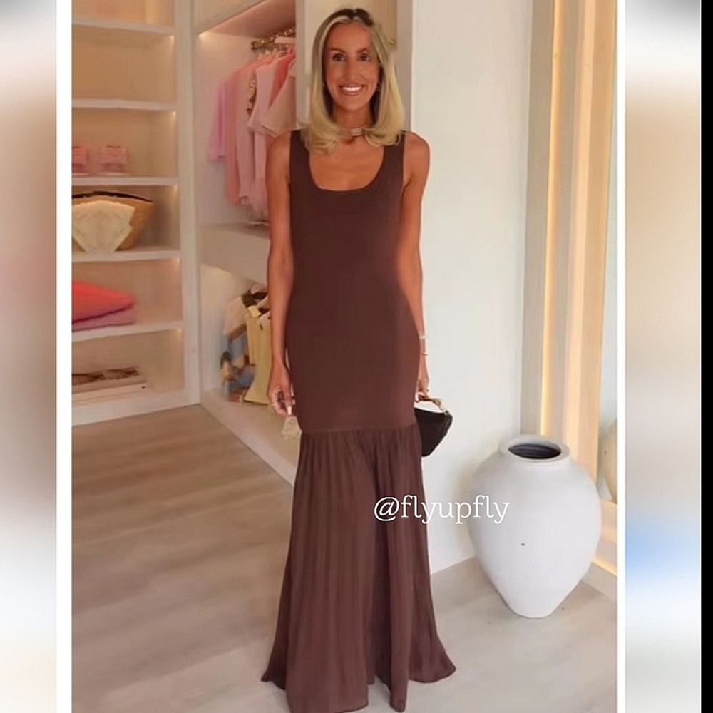 Zara Maxi Long Combination Dress Brown Size S and M